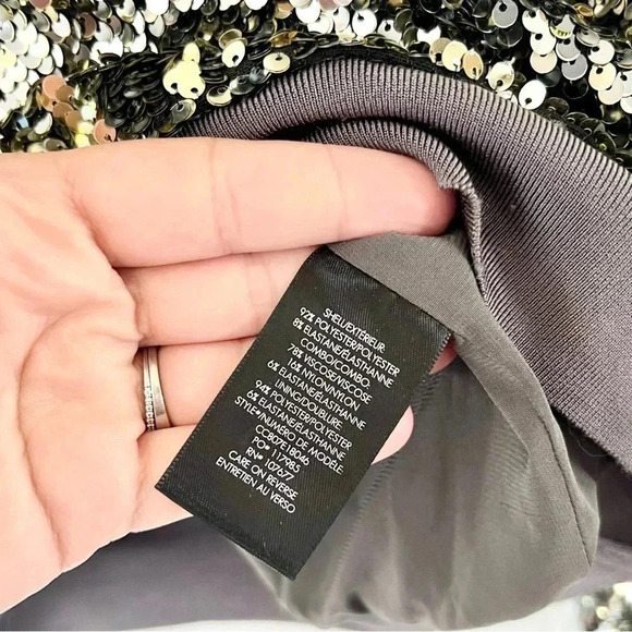 Alice + Olivia Sequin Cropped Embellished Metallic Long Sleeve Sweatshirt Sz XS - Picture 8 of 9